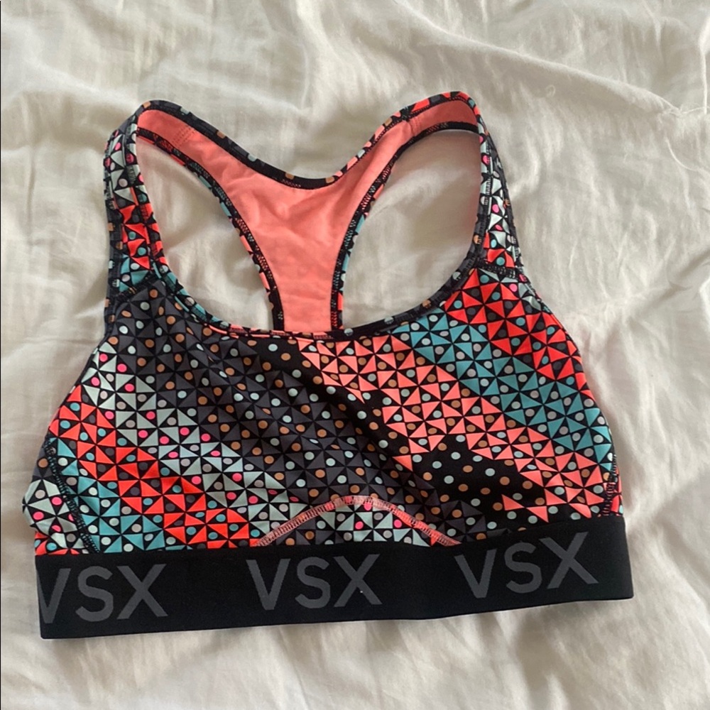 VSX Women's Geometric Sports Bra - Black, Pink, Blue
